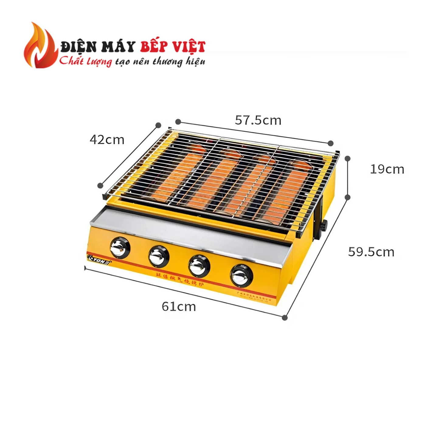 Bếp Nướng Gas 4 Họng Dài - K255