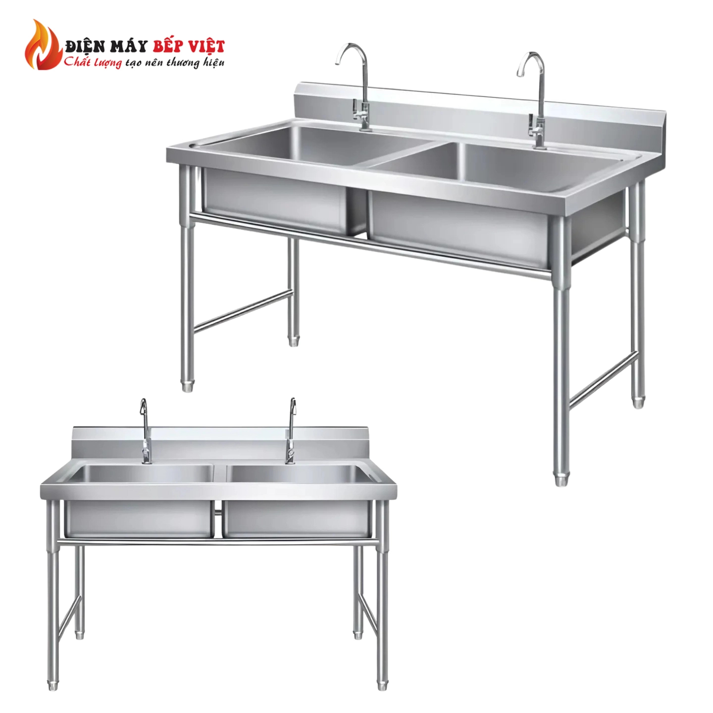 Chậu Rửa Công Nghiệp 2 Hộc Inox