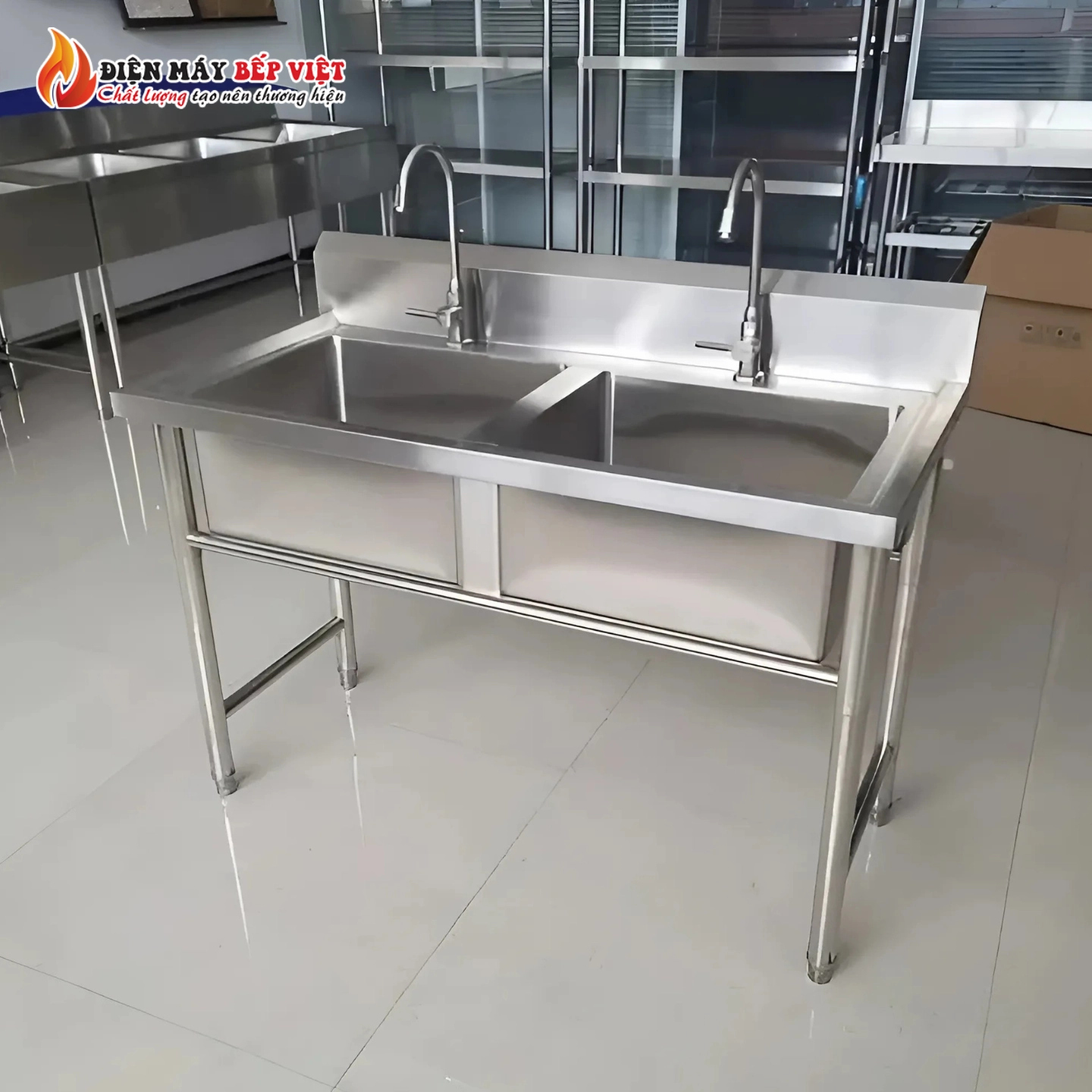 Chậu Rửa Công Nghiệp 2 Hộc Inox