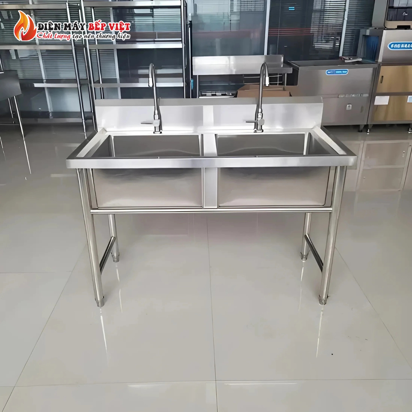 Chậu Rửa Công Nghiệp 2 Hộc Inox