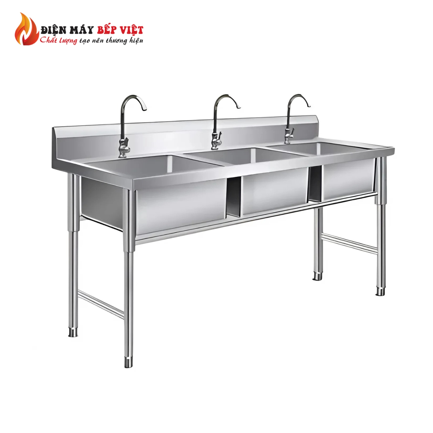 Chậu Rửa Công Nghiệp 3 Hộc Inox