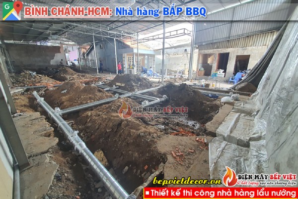 Thi công hệ thống hút khói âm cho nhà hàng Bắp BBQ tại Tp.HCM