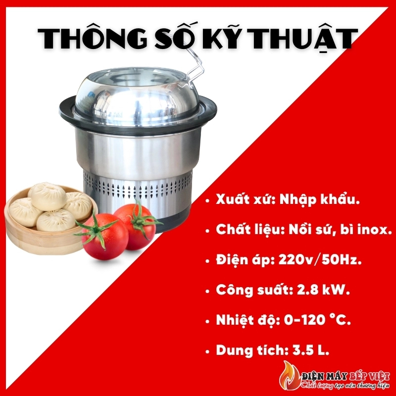 Nồi Lẩu Hơi Thủy Nhiệt Bằng Sứ BES-107