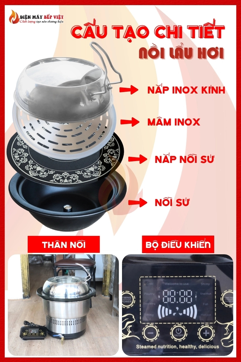 Nồi Lẩu Hơi Thủy Nhiệt Bằng Sứ BES-107