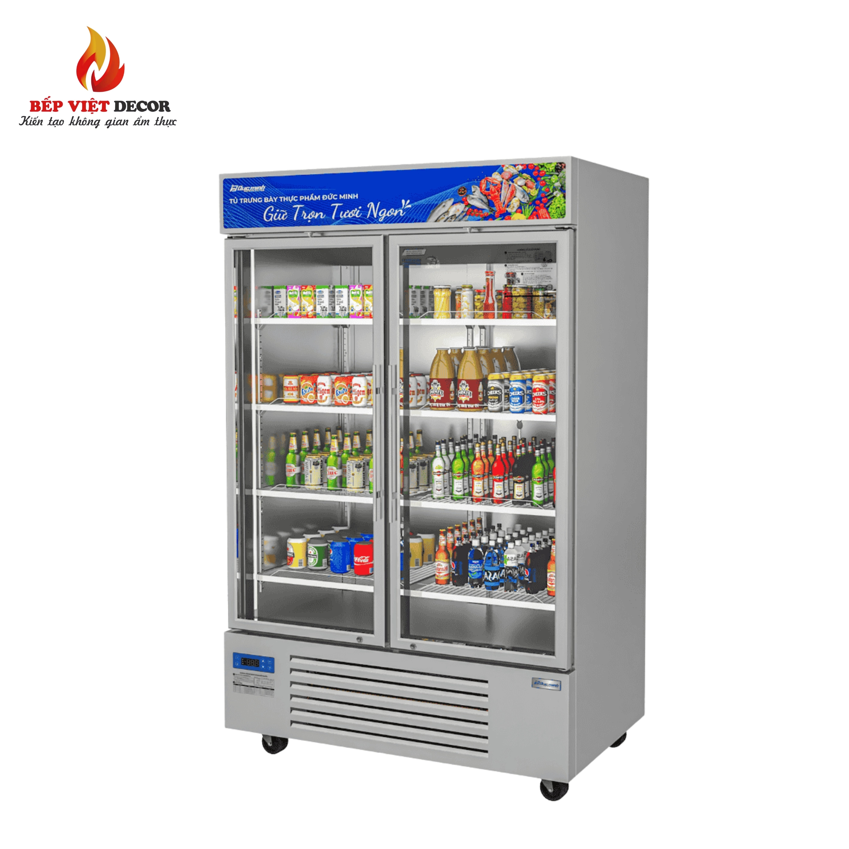 Đặc điểm nổi bật của tủ đông đứng quạt gió 2 cánh kính 1100L