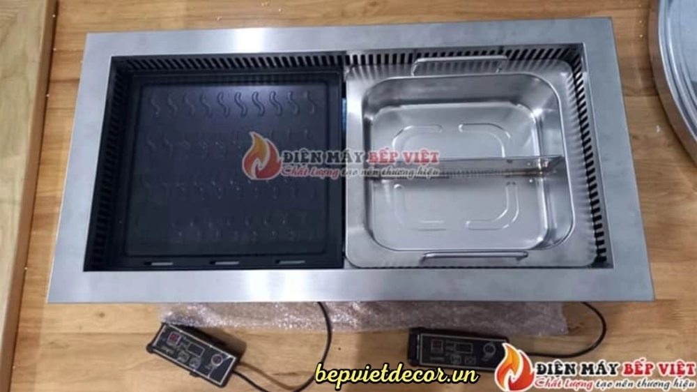 Bếp lẩu nướng không khói tích hợp 2 trong 1