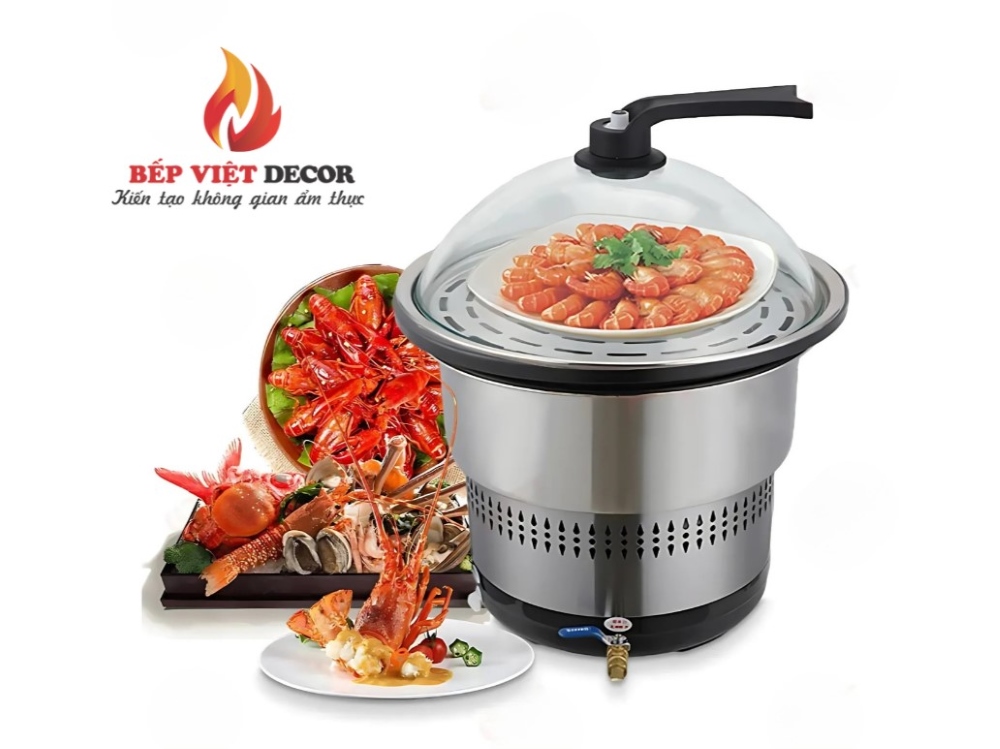 Mẫu nồi lẩu hơi có van xả tại Bếp Việt Decor