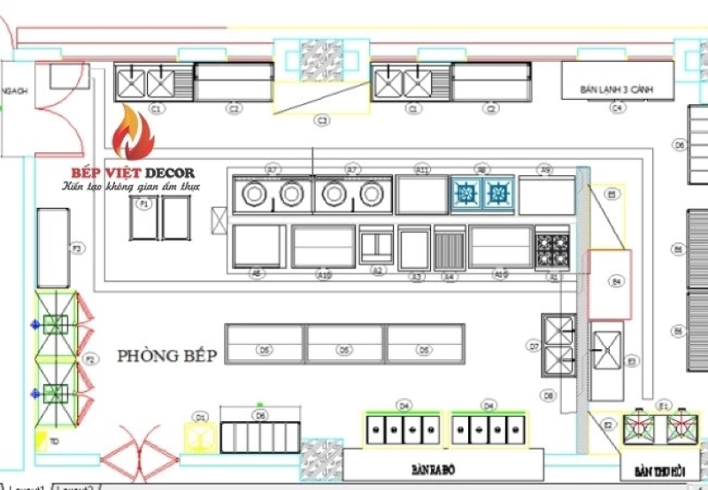 Mẫu thiết kế bếp công nghiệp theo chức năng