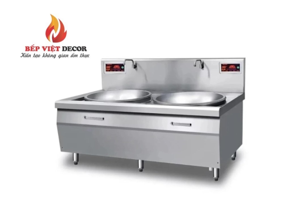 Bếp điện từ công nghiệp đôi lõm chảo liền