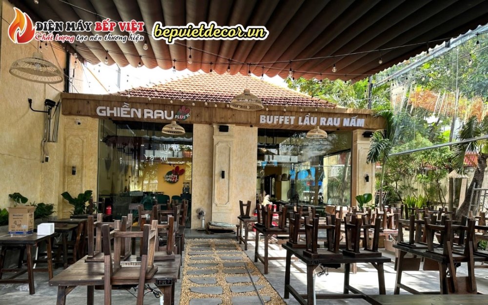 Mẫu thiết kế nhà hàng buffet sân vườn phân khúc bình dân