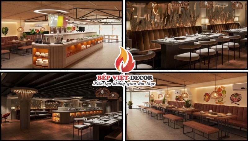 Thiết kế nhà hàng buffet bình dân lấy cảm hứng từ chất liệu gỗ