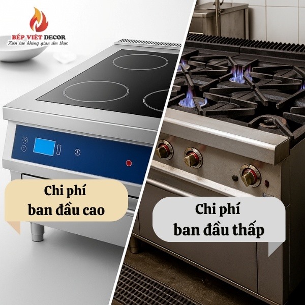 Chi phí ban đầu của bếp từ công nghiệp cao hơn bếp gas công nghiệp