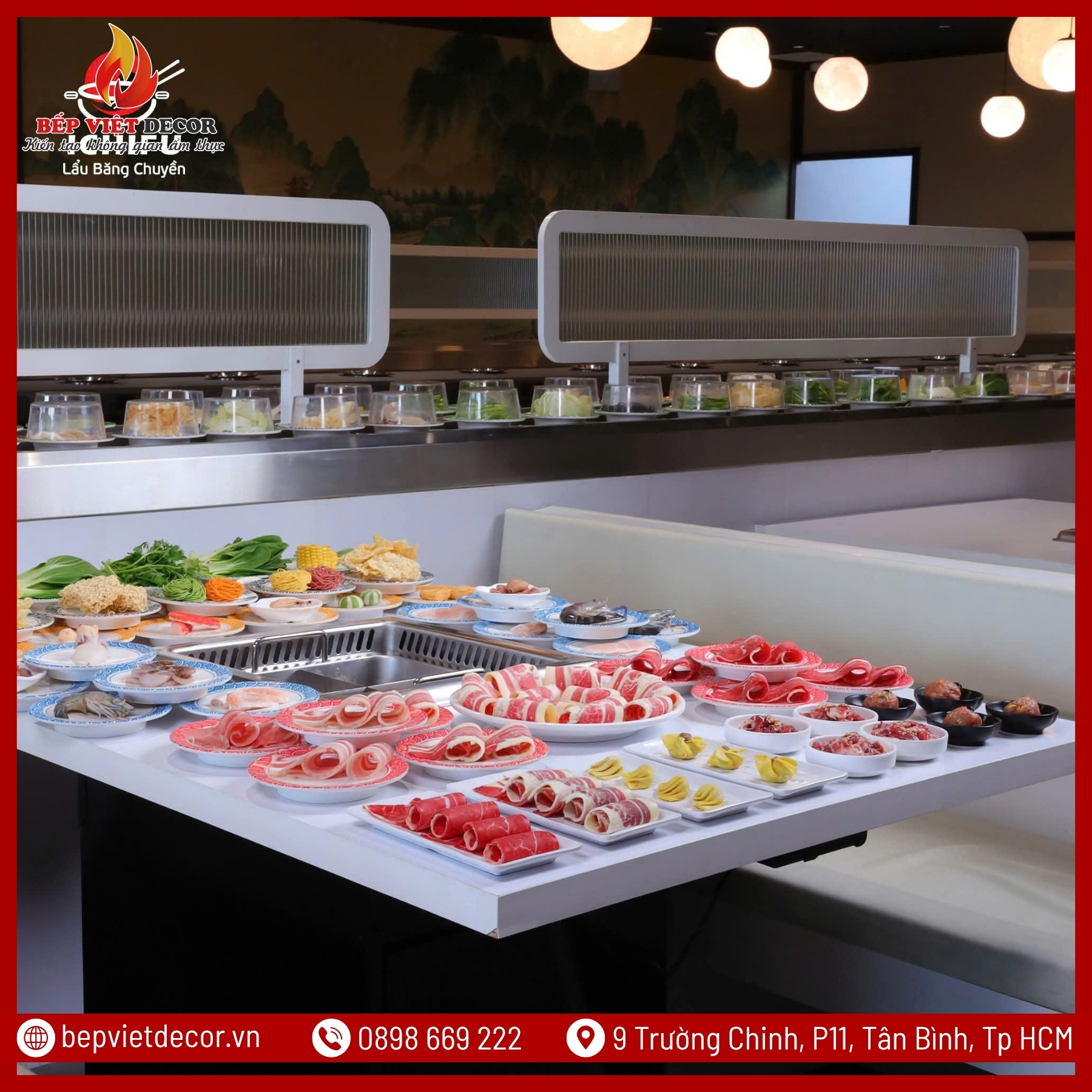 Các Hạng Mục Thi Công Lẩu Băng Chuyền Tại Bếp Việt Decor