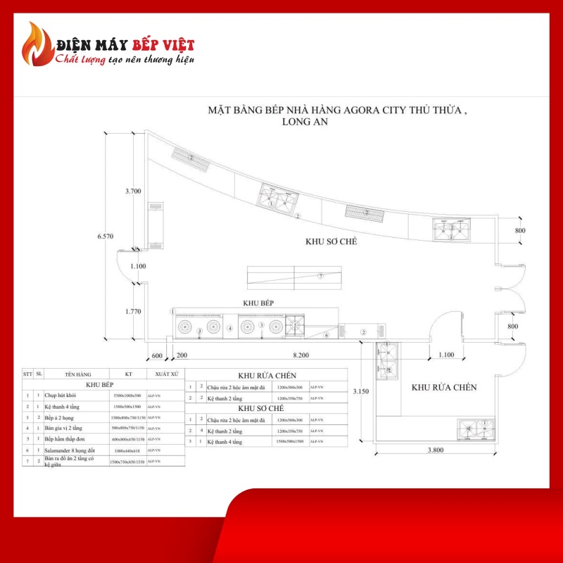 Bếp Việt Decor hỗ trợ thiết kế bếp công nghiệp phù hợp với diện tích bếp