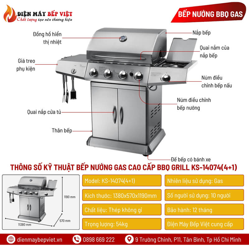 Cấu tạo tiêu chuẩn thường thấy ở nhiều bếp nướng gas nhà hàng hiện nay