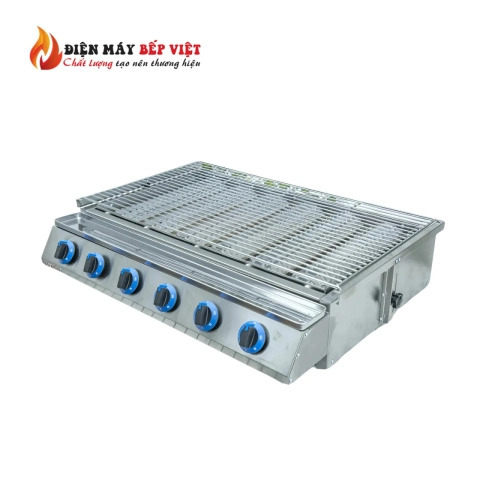 Lò nướng gas 6 họng dài kết hợp nhiều mẫu ở Bếp Việt Decor liên hệ để tư vấn