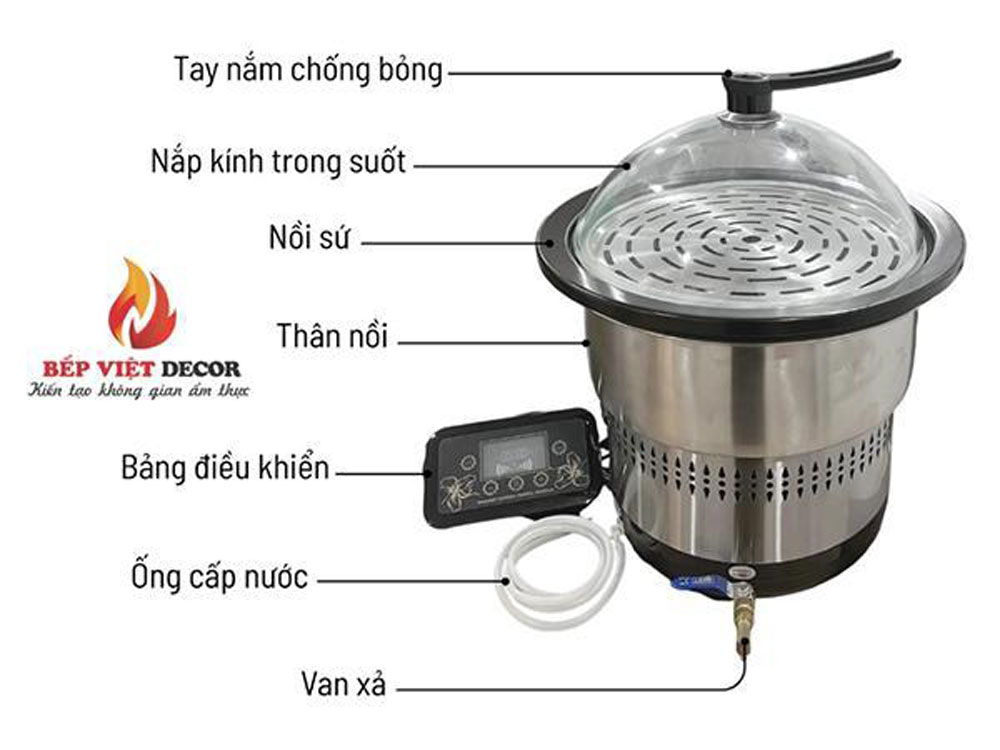 Chi tiết cấu tạo nồi lẩu hơi sauna Hàn Quốc với chất liệu inox 304 an toàn