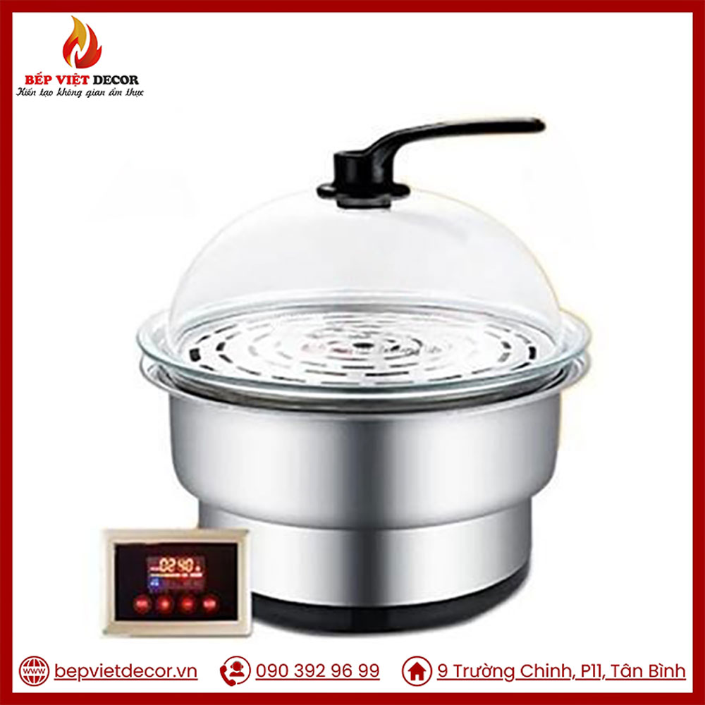 Nắp kính chịu nhiệt nồi lẩu hơi Hàn Quốc inox 304, thiết kế kín hơi và giữ nhiệt vượt trội