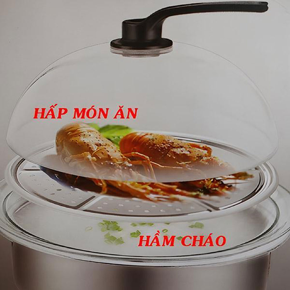 Nồi lẩu hơi Hàn Quốc chính hãng với cấu trúc thông minh 2 trong 1, hấp và nấu cháo