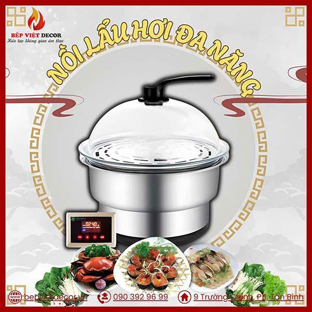 Nồi lẩu hơi nhập khẩu tại Bếp Việt Decor sử dụng công nghệ hấp thủy nhiệt tiên tiến