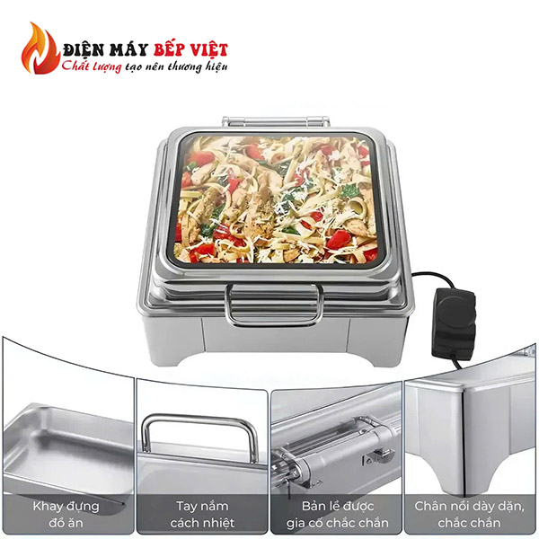 Nồi hấp buffet công nghiệp hiện đại với nhiều tính năng vượt trội cho nhà hàng