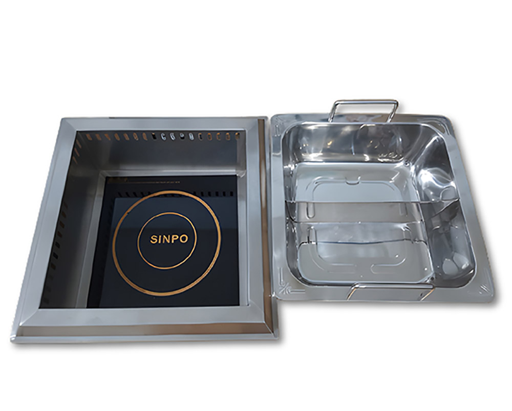 Bếp từ lẩu âm bàn gọn gàng, mặt kính phẳng và an toàn cho bàn ăn nhà hàng