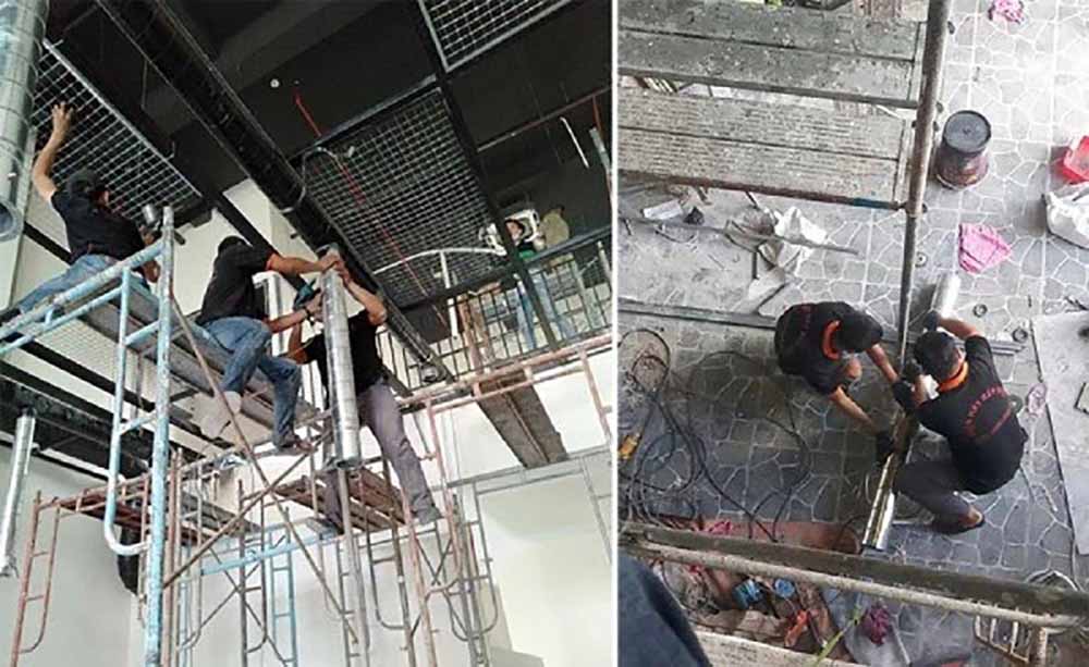 Chuẩn bị thi công ống gió hút khói trục đứng