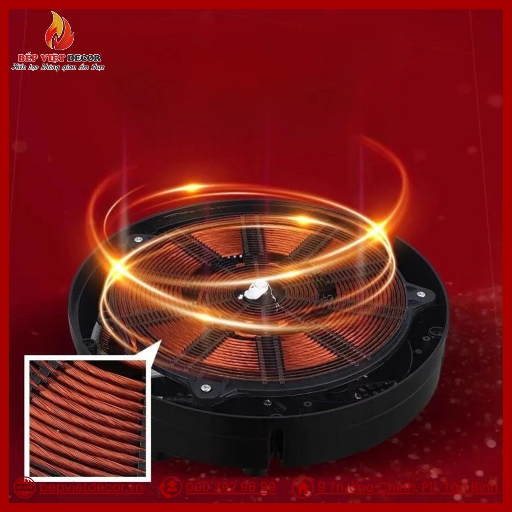 Cuộn dây cảm ứng được làm bằng đồng nguyên chất để đảm bảo hiệu suất truyền nhiệt nhanh