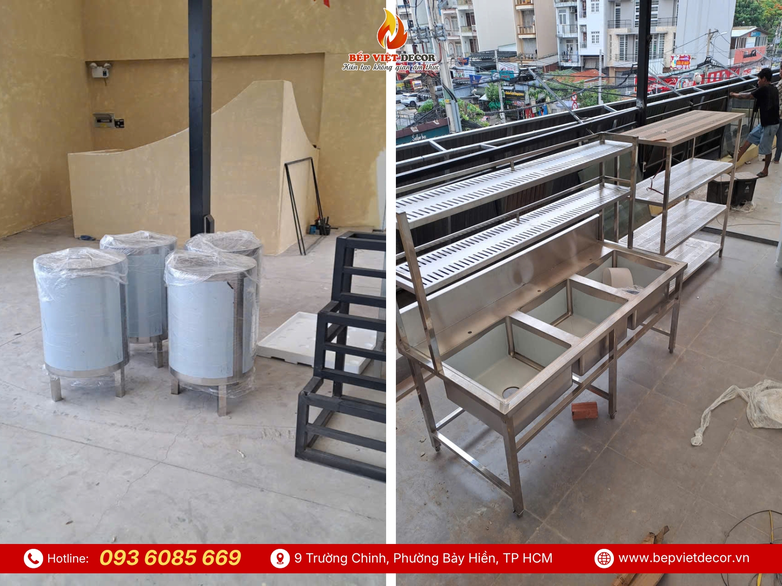 Thi Công Khu Bếp Cho Tiệm Lẩu Bò Trăm Rưỡi