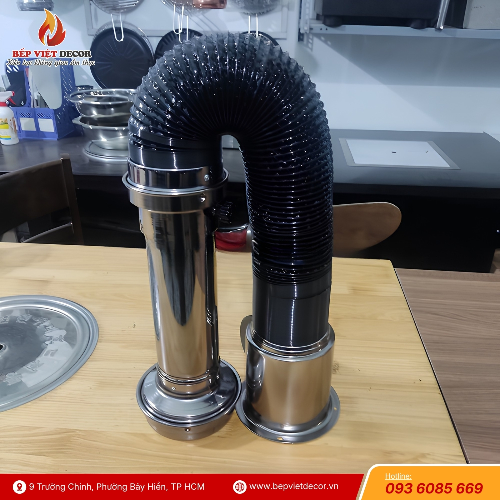 Ống Hút Khói Mềm Nhà Hàng Màu Đen