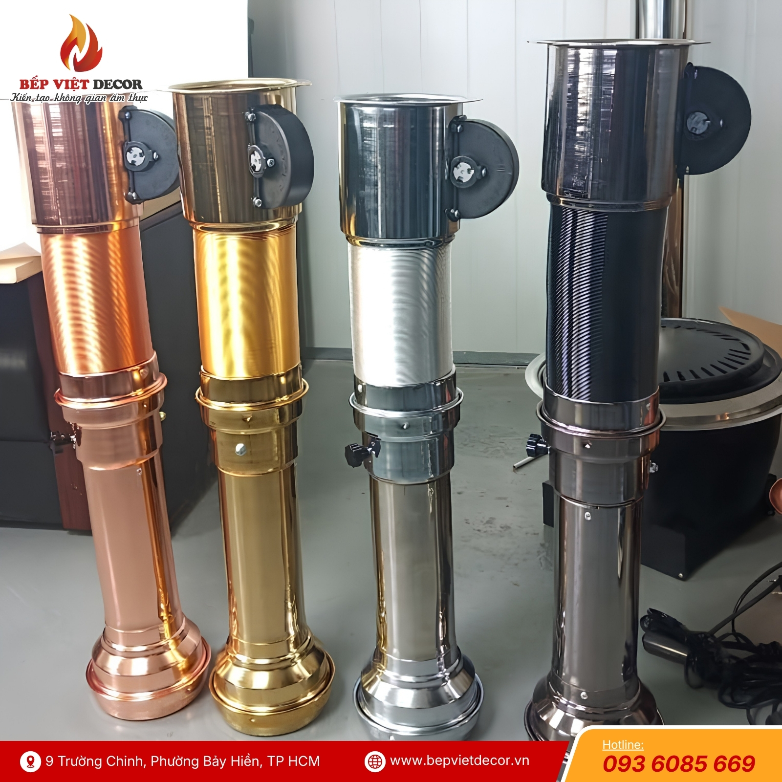 Ống Hút Khói Mềm Nhà Hàng Màu Vàng Kim