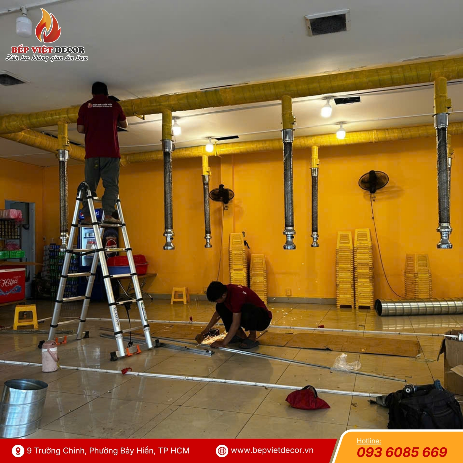 Quá Trình Thi Công Hệ Thống Hút Khói Dương Tại Cặp Nướng Q11