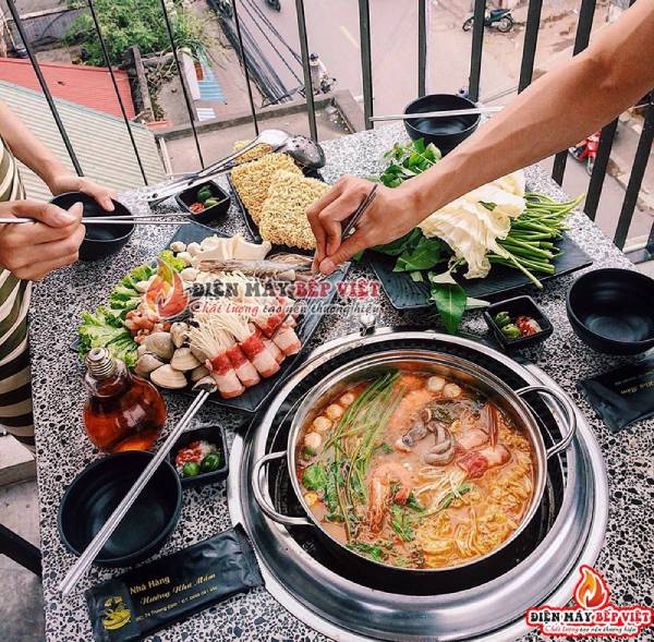 Dự án thi công lẩu nướng không khói sử dụng hệ thống hút khói âm tại Bepvietdecor