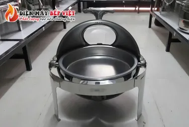 Nồi Hâm Nóng Buffet Tròn Inox Có Chân Mặt Kiếng