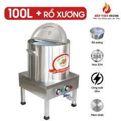 Nồi Nấu Phở Đĩa Nhiệt 100L Cao Cấp + Rổ Xương