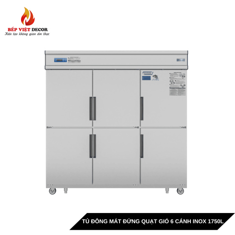 Tủ Đông Mát Đứng Quạt Gió 6 Cánh Inox 1750L