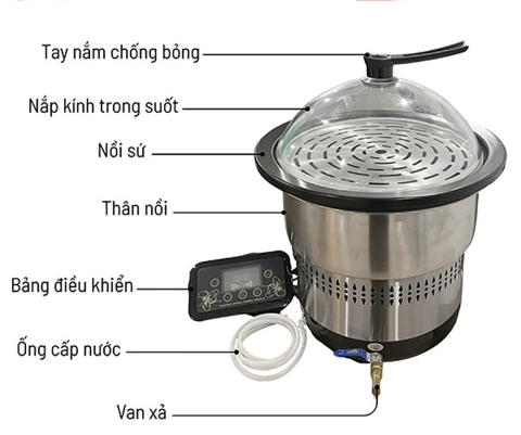 Nồi lẩu hơi cao cấp, Nồi hấp thủy nhiệt bằng inox chất lượng